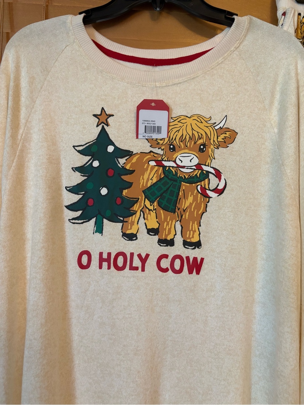 O Holy Cow NWT Cream Holiday Pajama Set/Festive Print/ pockets. Oversized XLarge - Picture 2 of 8